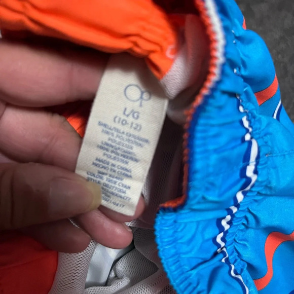 Boy’s Blue and Orange Striped Swim Trunks - Picture 3 of 3